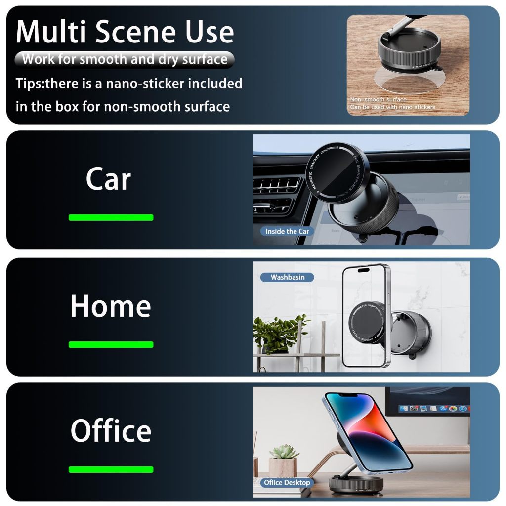 ที่วางโทรศัพท์ในรถยนต์ แม่เหล็ก k10 หมุนปรับด้วยมือ ดูดสูญญากาศอัตโนมัติ ใช้งานสำหรับพื้นผิวเรียบ - รูปที่ 7