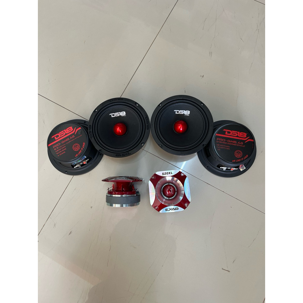 ชุดละ 7995บาท 6.5“ DS-18 PRO-GM6.4B 4ดอก แหลมEXAD 520L 2ดอก ลำโพงติดรถยนต์