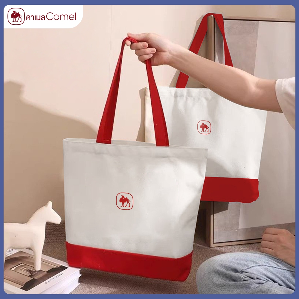 CAMEL กระเป๋าผ้าใบใหญ่ ไซส์ใหญ่ พกพาง่าย ใส่เสื้อผ้าได้หลายชุด กระเป๋าแฟชั่น สไตล์มินิมอล