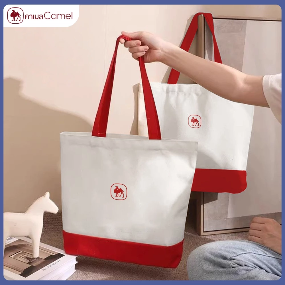CAMEL กระเป๋าผ้าใบใหญ่ ไซส์ใหญ่ พกพาง่าย ใส่เสื้อผ้าได้หลายชุด กระเป๋าแฟชั่น สไตล์มินิมอล