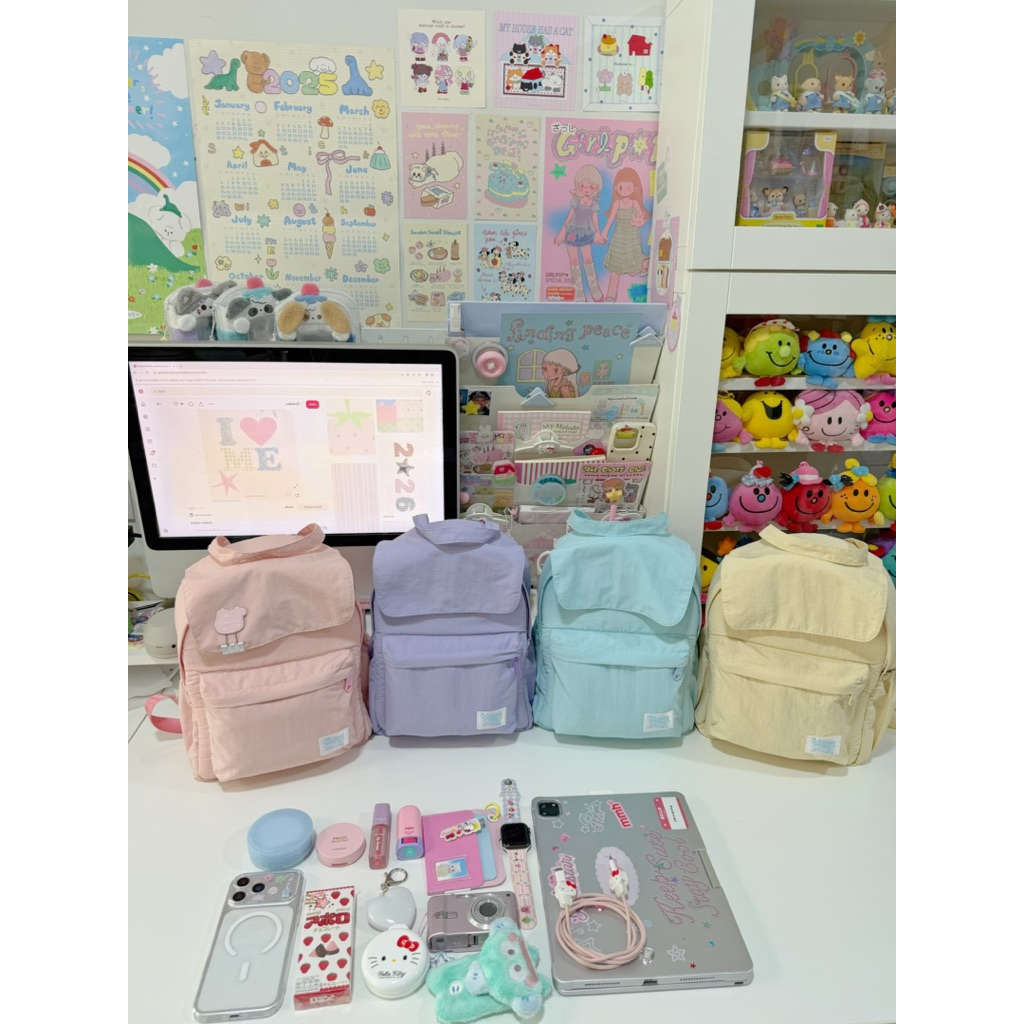 carry me – Mini Backpack  กระเป๋าเป้ผ้ากันน้ำใบเล็ก  มีใยนุ่ม ใส่ไอแพดได้ ช่องข้างได้ขวดน้ำได้