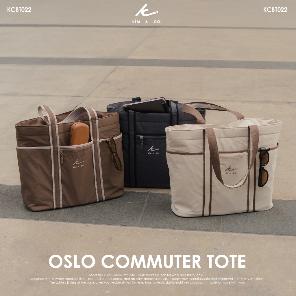 "KIM&CO. ORIGINAL – OSLO COMMUTER TOTE (KCBT022) กระเป๋าโทททำงานและเดินทาง กันน้ำ น้ำหนักเบา ช่องใส่แล็ปท็อป ช่องซิปหน้า