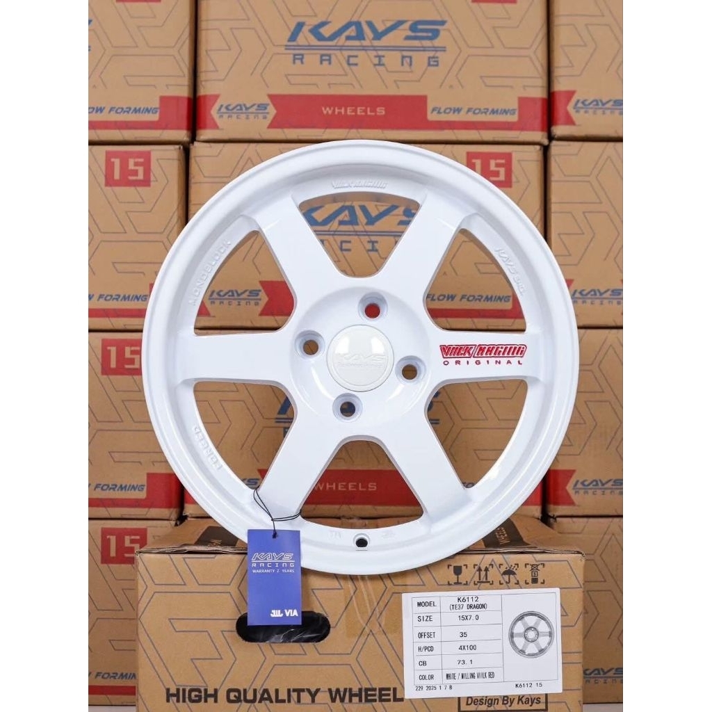 ล้อTE37 เรเซอร์แดง ขอบ15 กว้าง7 ET35. 4รู/100(งานKAYS)🏁