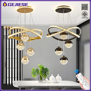 GEJIESE โคมไฟระย้า โคมระย้าคริสตัล รีโมท 3 สี แบบโมเดิร์น LE…