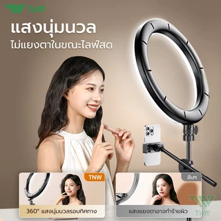 TNW 10นิ้ว ไฟวงแหวน LED ไฟ 3 สี พร้อมขาตั้ง2.1m ไฟไลฟ์สด ปรับได้360°ทิศทา ไฟสตูดิโอ เหมาะสำหรับการถ่ายทอดสด ถ่ายภาพ