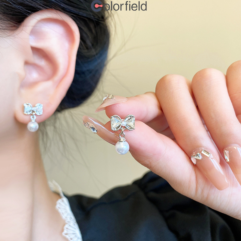 Colorfield ต่างหู ประดับโบว์ ประดับไข่มุก เกาหลี ระดับไฮเอนด์ ไม่ทําให้แพ้ง่าย สำหรับผู้หญิง ของขวัญวันหยุด-COD💖