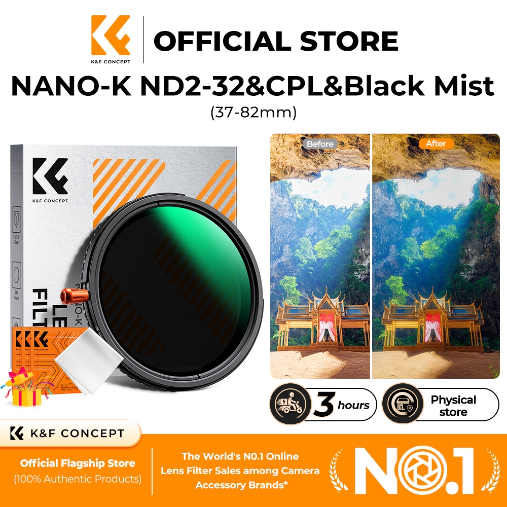 K&F CONCEPT Nano-K ND2-32&CPL&Black Mist 1/4 Filter ฟิลเตอร์ สะท้อนต่ำ ลดแสง ภาพนุ่มละมุน 3 in 1