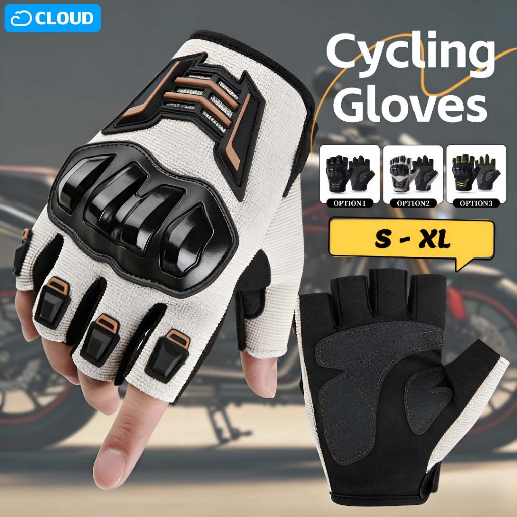 ถุงมือมอเตอร์ไซค์ ถุงมือกีฬา ถุงมือครึ่งนิ้ว ระบายอากาศดี ป้องกันการลื่น ซับเหงื่อ ระบายอากาศดี M-XL