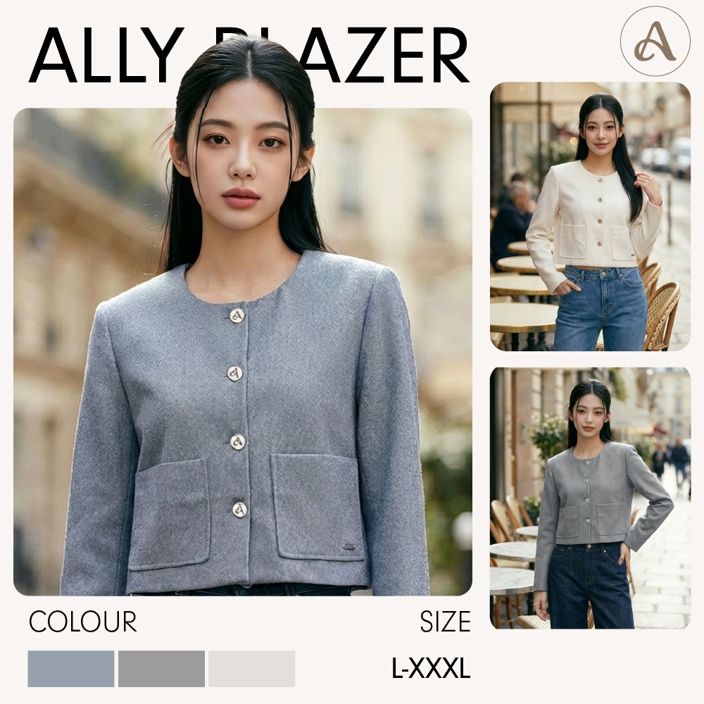 Ally Blazer | Ananya AN314 เสื้อเบลเซอร์ทวิตเนื้อละเอียด มีกระเป๋าซับในทั้งตัว