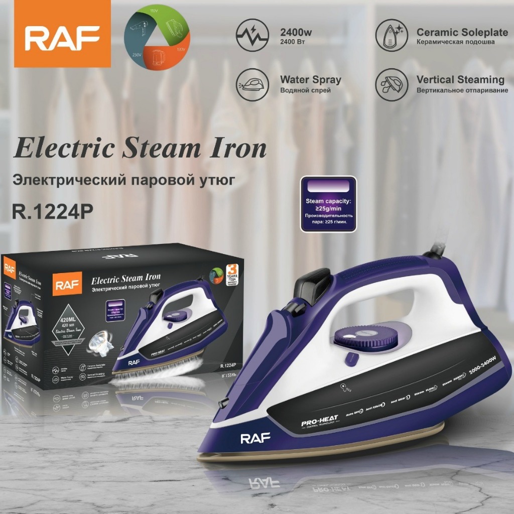 RAF เตารีดไอน้ำเตารีดไฟฟ้าแบบพกพา 2400W R1224P