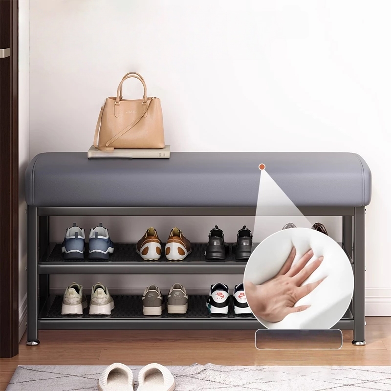 ชั้นวางรองเท้าพร้อมเบาะนั่ง ที่เก็บรองเท้า เก้าอี้นั่งใส่รองเท้า พร้อมชั้นวางรองเท้า 2 ชั้น ประหยัดพื้นที่ เบาะนุ่มสบาย - รูปที่ 7