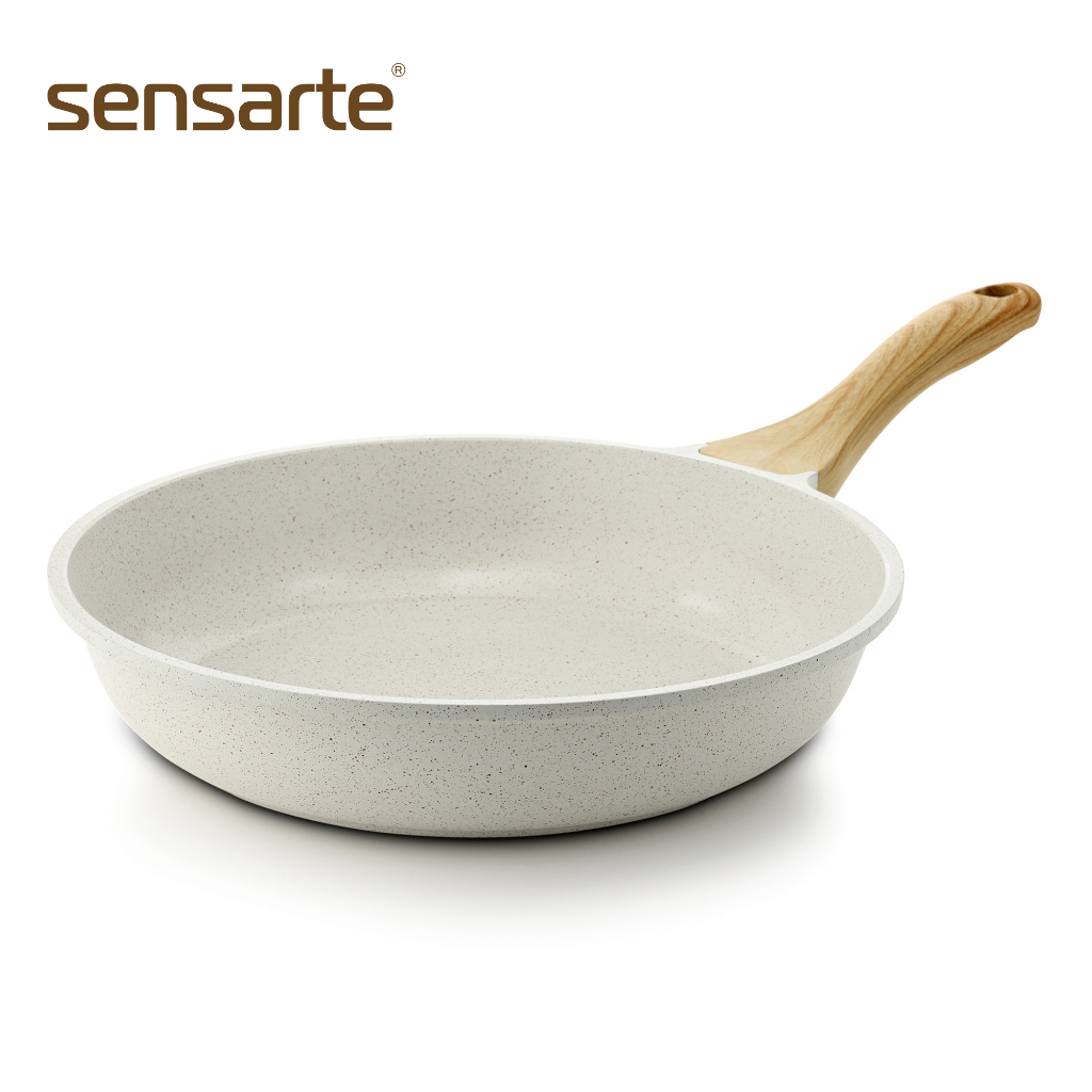 SENSARTE กระทะผัดก้นแบน เคลือบ Non-Stick ปลอดสาร ใช้ได้กับเตาทุกประเภท ขนาด 20/24/28 ซม.