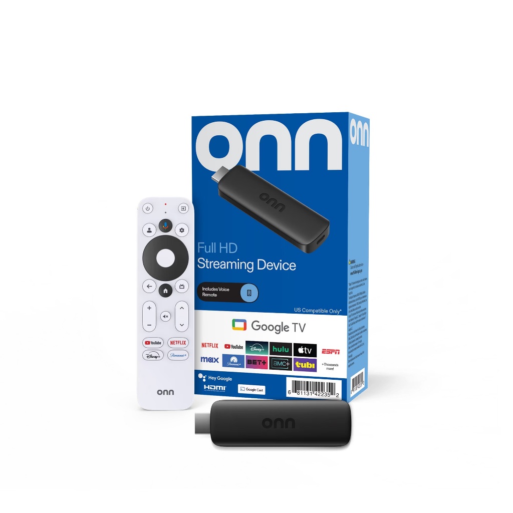 onn Google TV Full HD Streaming Device, 2K FHD, Fast Wi-Fi, Dolby Audio, Google TV Voice Control