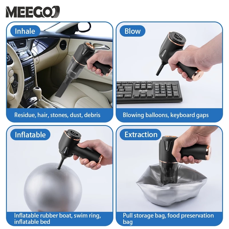 MeeGoo เครื่องดูดฝุ่นในรถไร้สาย ที่ดูดฦุ่นเล็ก 9000pa เครื่องเป่าลมไร้สาย For ทำความสะอาดรถยนต์ บ้าน thumbnail 10