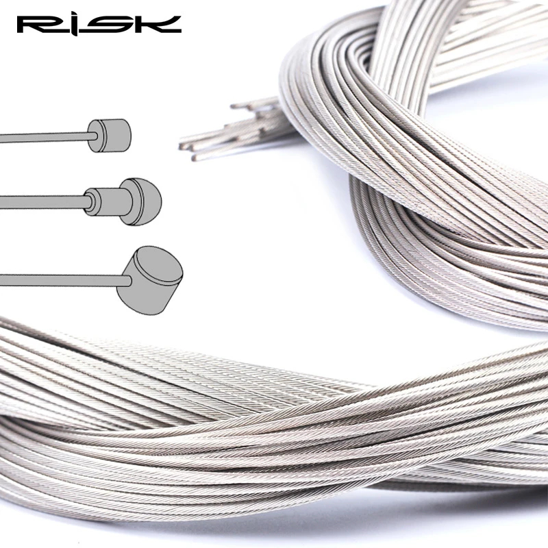 RISK (2เส้น/ชุด) สายเกียร์/สายเบรคจักรยาน วัสดุสแตนเลสไม่เป็นสนิม MTB/Road สายสลิงภายใน ยาว 2100 มม./1700 มม.
