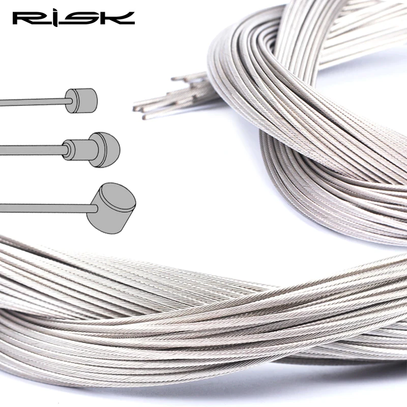 RISK (2เส้น/ชุด) สายเกียร์/สายเบรคจักรยาน วัสดุสแตนเลสไม่เป็นสนิม MTB/Road สายสลิงภายใน ยาว 2100 มม./1700 มม.