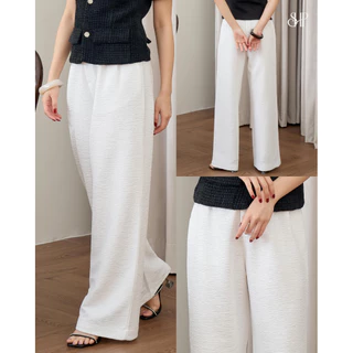 DAILY PANTS กางเกงขายาวเอวสูงดีเทลซิบหน้ากระดุมหน้า ผ้าลายยับพิเศษ นั่งทำงานทั้งวันก็ไม่ยับ ไม่ย้วย
