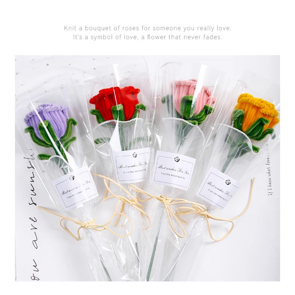 ดอกกุหลาบ ทำจากลวดกำมะหยี่ - รูปที่ 3