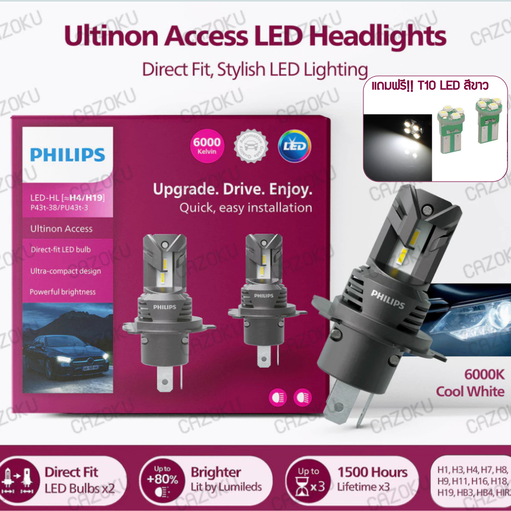 Philips Ultinon Access LED หลอดไฟหน้า H4 H7 H11 HB3 HB4 HIR2 6000K Cool White