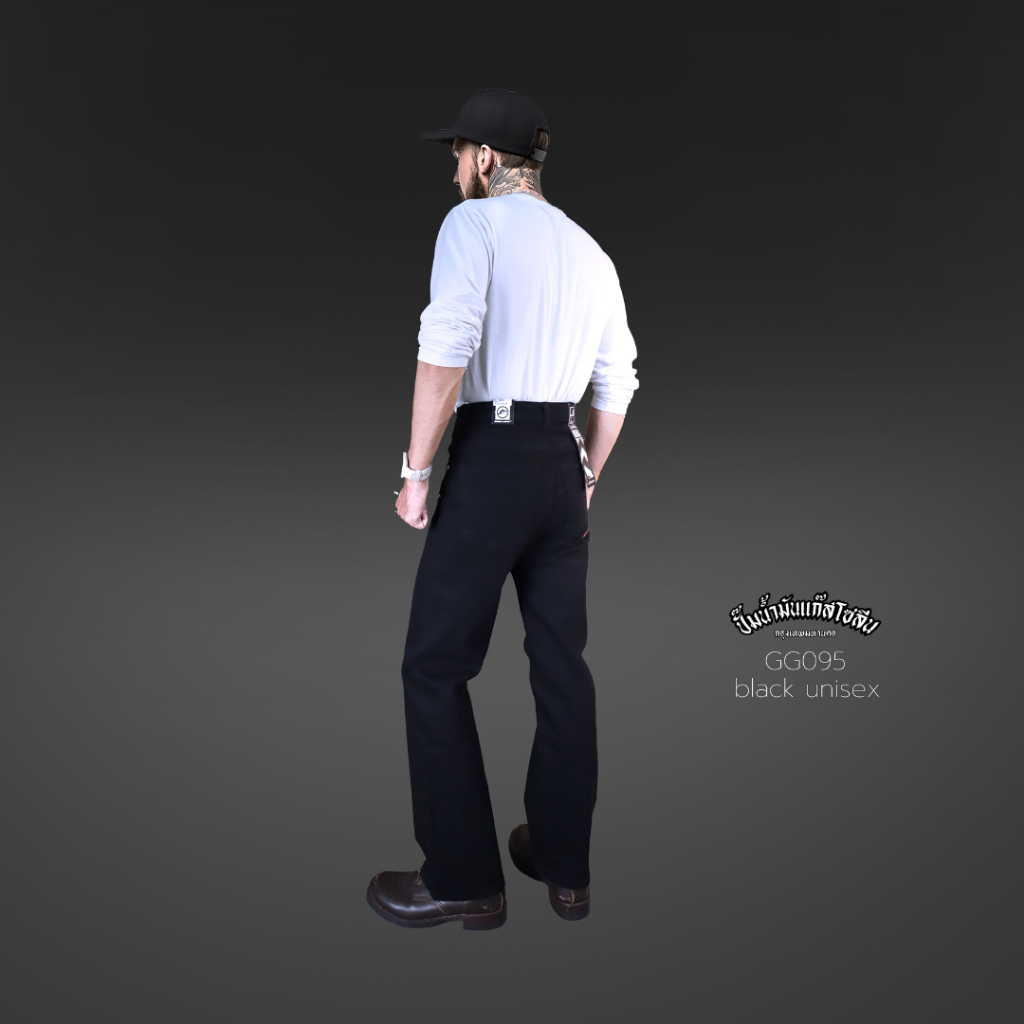 GG095 BLACK ผ้ายีนส์ดำ (ยืด) กางเกงยีนส์ผู้ชาย ทรงกระบอกกลาง (Gasoline & Garage) ปั๊มน้ำมันแก๊สโซลีน (GG) - รูปที่ 3
