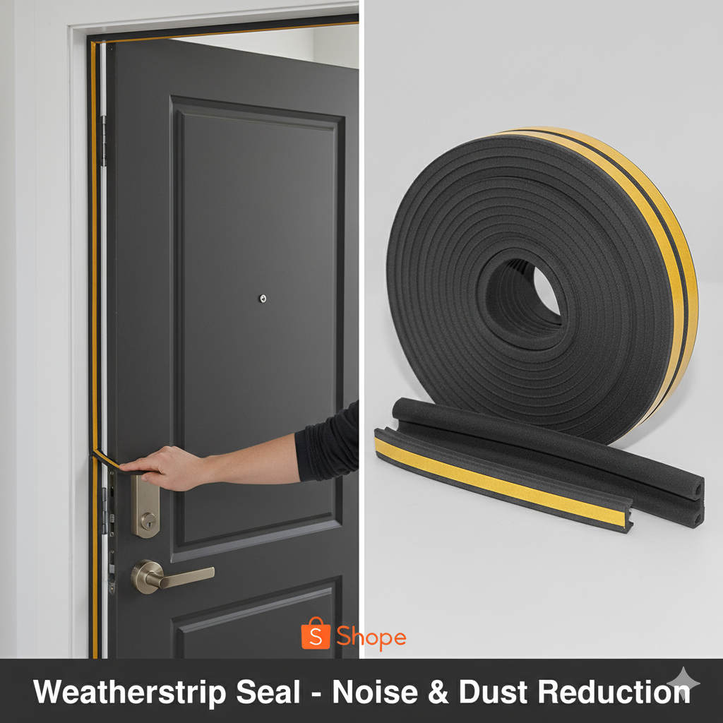 ซีลยาง กันเสียงรบกวน ประตุหน้าต่าง  ม้วนละ 5 เมตร เส้นคู่ ฉีกออกได้ 2 เส้น 1 ม้วนได้อีก 1 ม้วน