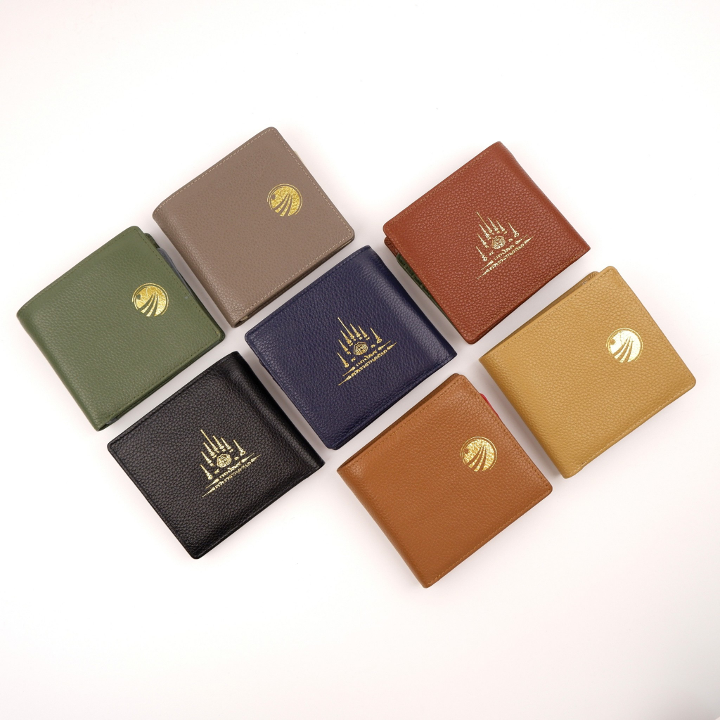 รุ่นใหม่  ❗️ ใบพับสั้น หนังแท้ ผู้ชาย 2 สี สีด้านนอก-เรียกไหลมา , สีด้านใน - กันไหลออก