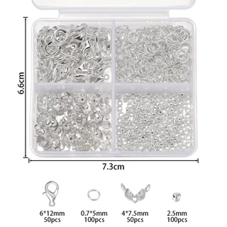 1set อุปกรณ์ทำเครื่องประดับ ทอง/เงิน ชุดเครื่องมื DIY อะไหล่สร้อย กันสนิม （ตะขอก้ามปู/ห่วงกลม/ตัวปิดปม/เม็ดบีบ）
