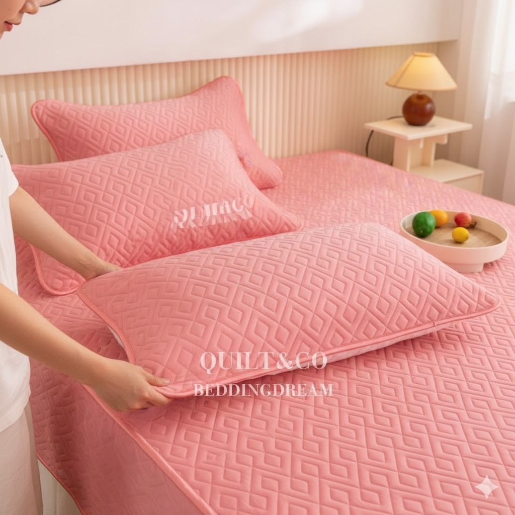 ชุดผ้าปูยางพาราเสริมไหมน้ำแข็ง QUILT&CO BEDDINGDREAM งานคุณภาพสุดพรีเมียม สวยตรงปก