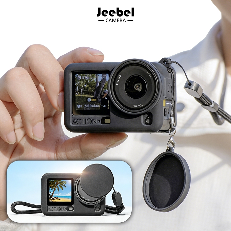 เคสซิลิโคน DJI OSMO Action 6 กันกระแทก กันรอย พร้อมฝาครอบเลนส์ + สายคล้อง ป้องกันรอบตัว 360° นุ่มพรีเมียม สำหรับถ่ายกีฬา