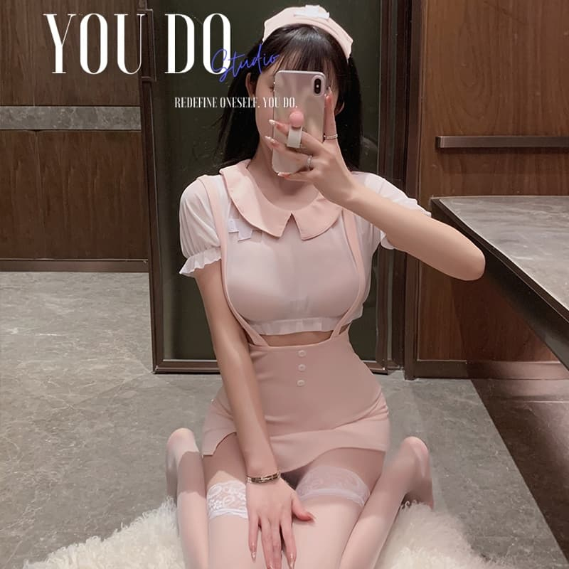 【YOUDO】  ชุดเซ็ท รัดรูป แฟชั่น สาว เสื้อใน ชุดนอน ชุดพยาบาล ชุดชั้นในเซ็กซี่ สไตล์พยาบาล กระโปรงสูท คิวคิวนี่ shop
