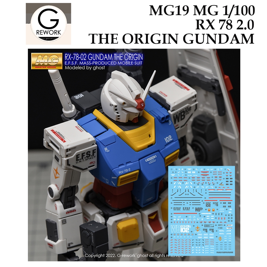 ดีคอลน้ำ [G-Rework ] MG 19 RX 78 2.0 THE ORIGIN GUNDAM GTO WATER SLIDE DECAL MG 1/100 MG19