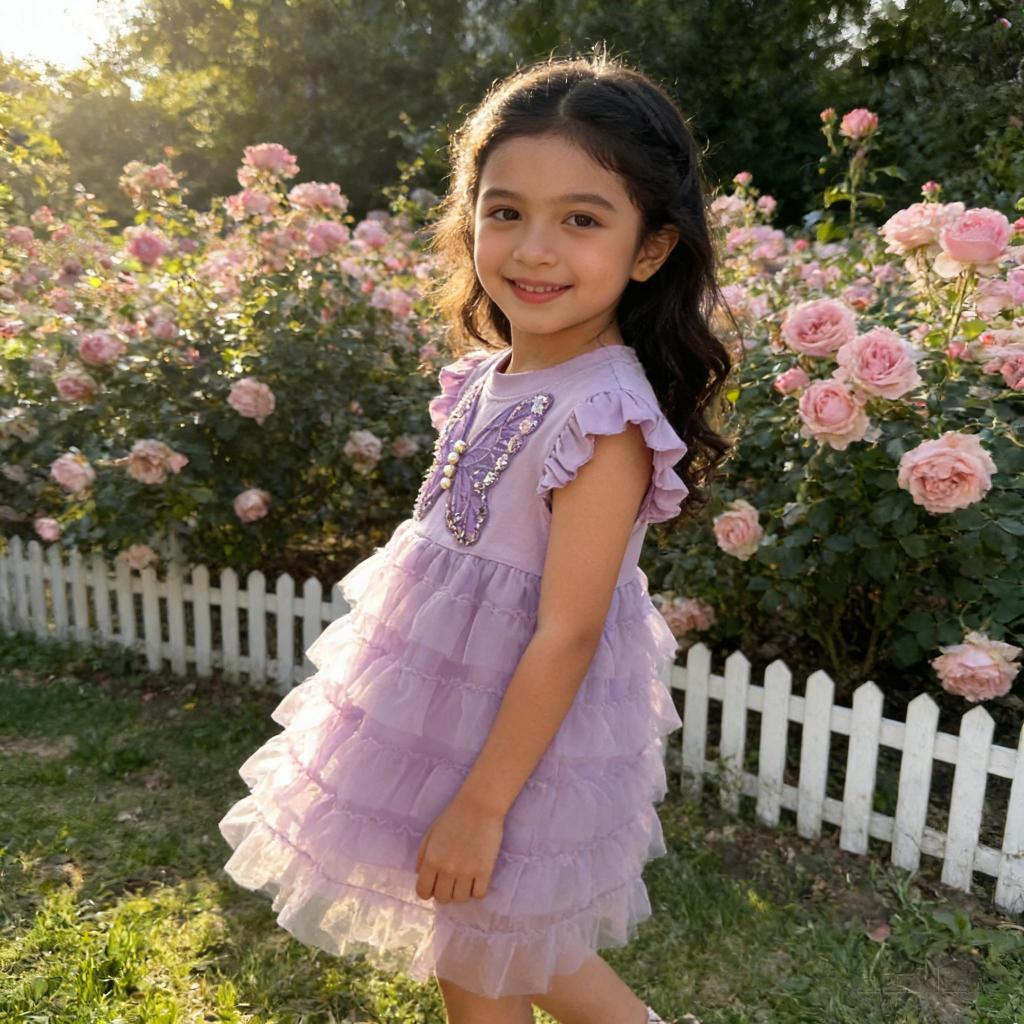 【COD】เดรสกระโปรงเด็กผู้หญิง  สไตล์เจ้าหญิง ชุดออกงาน สวยหวาน น่ารัก ตกแต่งด้วยงานปักผีเสื้อ กระโปรงอัดผ้าชีฟองหลายชั้น ม - รูปที่ 6