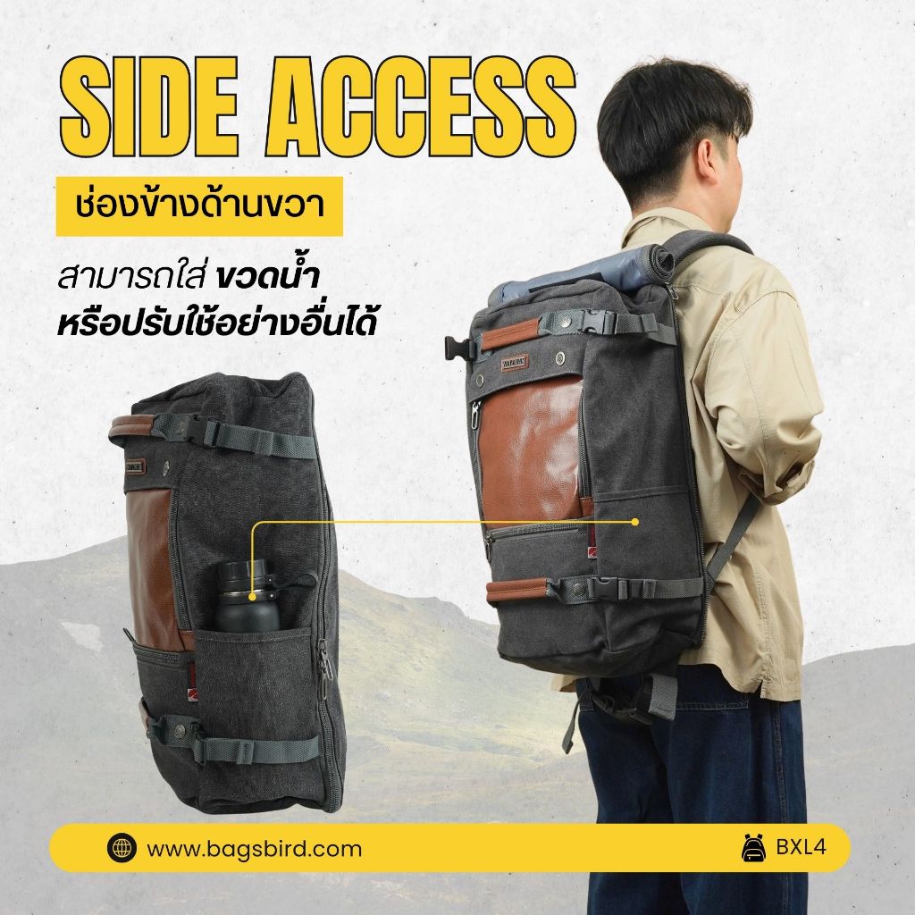 bagsbird รุ่น BXL4 จุ 50L  เป้เดินทางขึ้นเครื่อง  4-5 วัน #ฟังก์ชันครบเครื่อง กระเป๋าเป้ #สายคุมโทน - รูปที่ 2