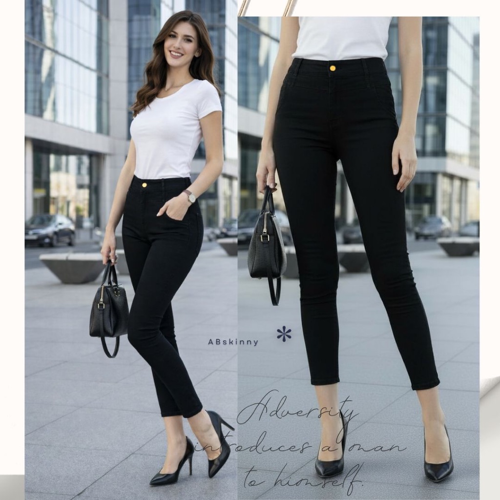 AB Skinny กางเกง 9 ส่วน สีดำ ของแท้ จากเพจดัง 350,000 Like กางเกง AB สกินนี่ยีนส์ผู้หญิง
