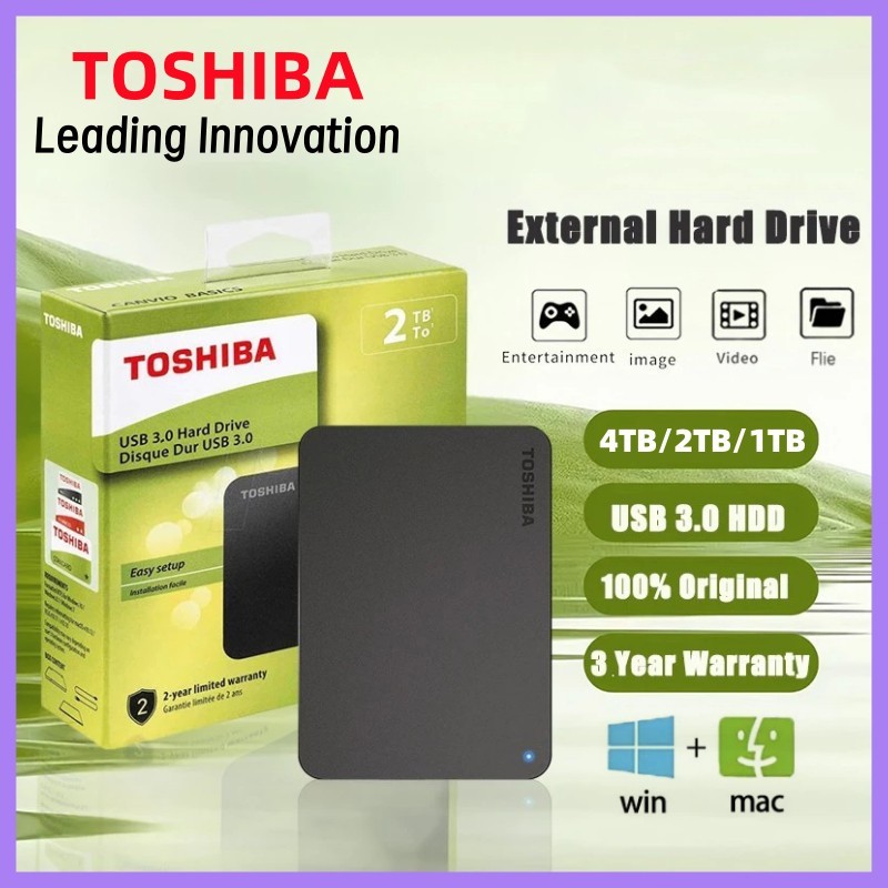 Toshiba ฮาร์ดไดรฟ์ภายนอก 1TB/2TB/4TB Harddisk External 2.5"ฮาดดิสพกพา HDD USB3.0 External Harddisk ฮ