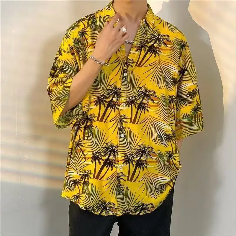 เสื้อแขนสั้นลายดอกไม้หลวม ๆ สไตล์ฮาวายเสื้อชายเสื้อหญิง 2026M - 3 xl thumbnail 4