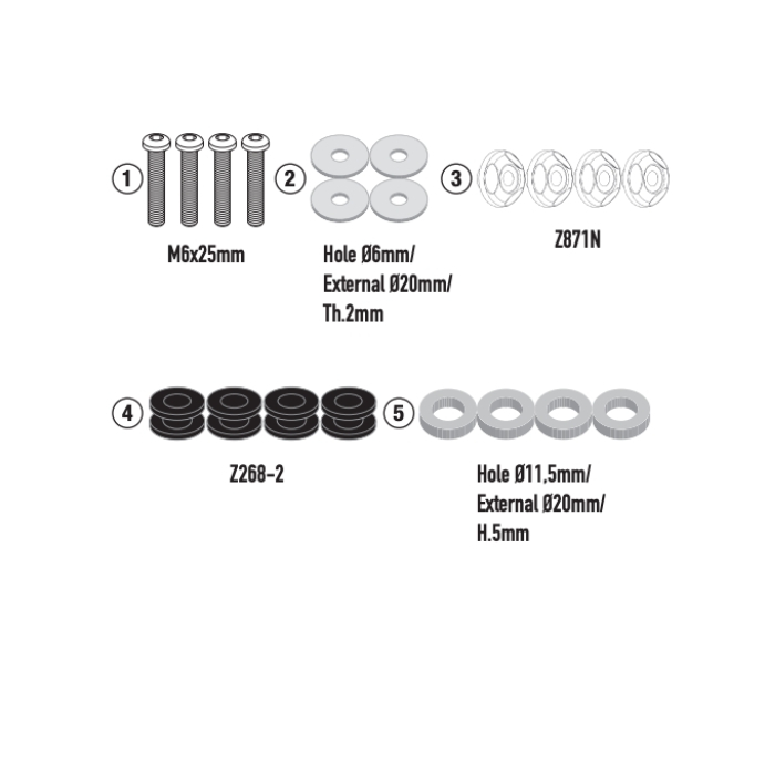 GIVI D7604KIT Specific Attachment Kit for 7604DT – อุปกรณ์กันลม