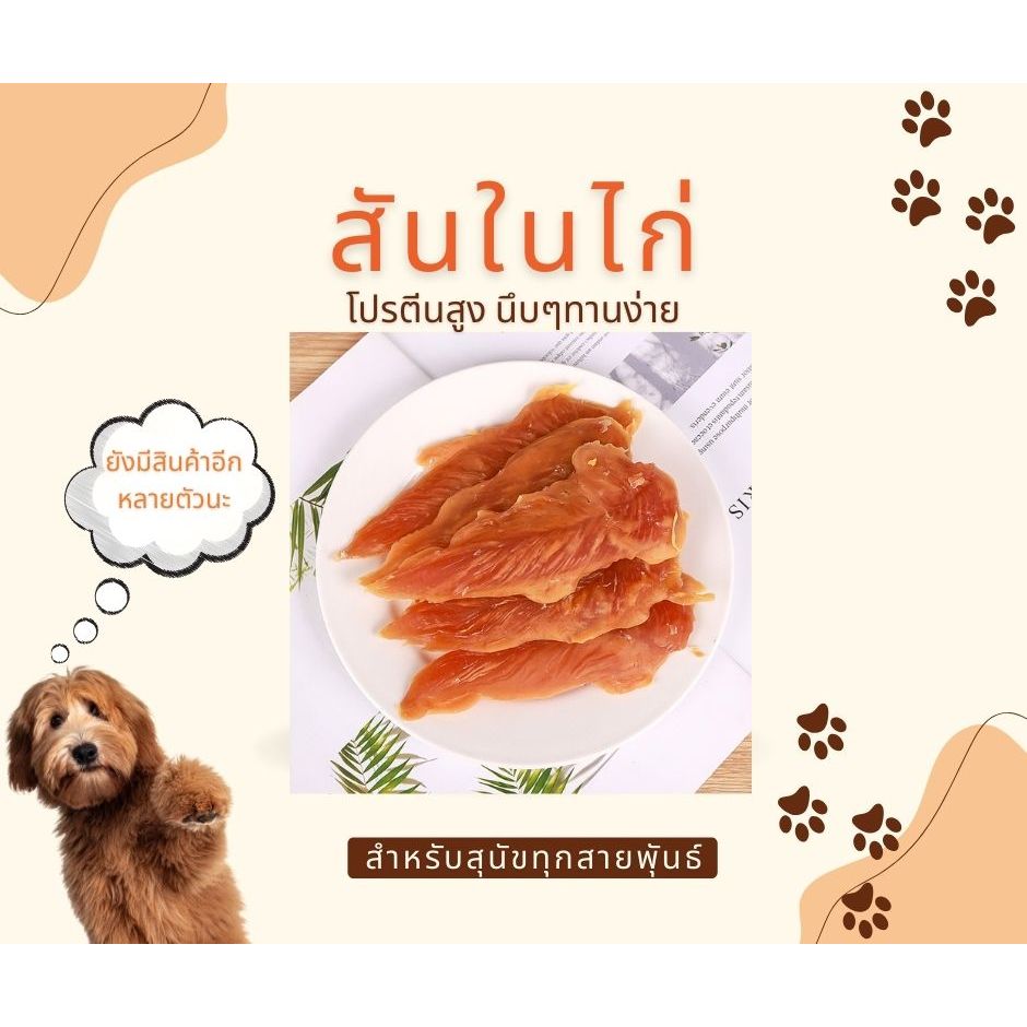สันในไก่ สันในไก่นิ่ม ขนมสุนัข ชิ้นใหญ่ 500 กรัม By Mr.BearPet