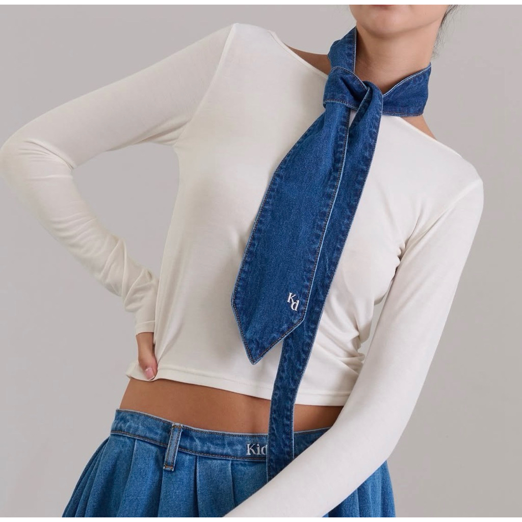 kiddi Ava necktie เนคไทยีนส์ ที่ปักโลโก้ KD #Kiddi025