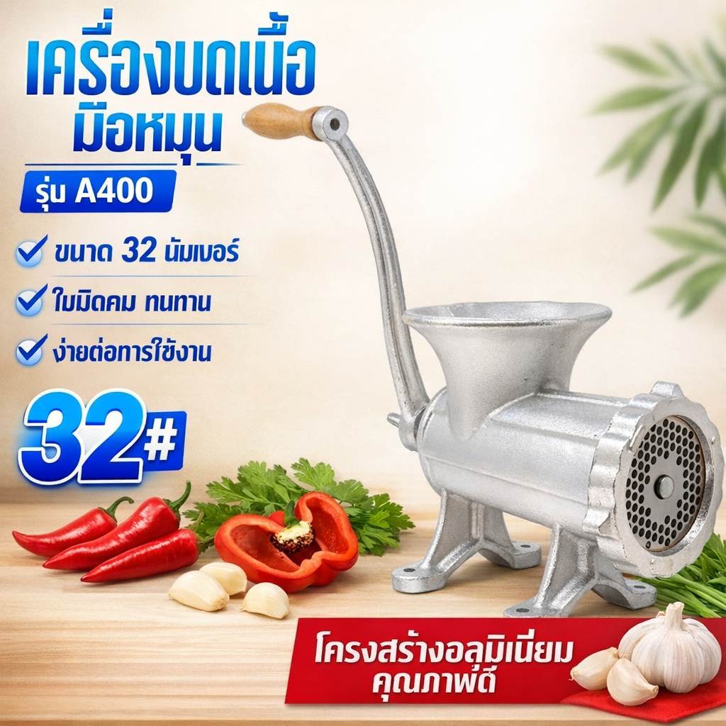 เครื่องบดเอนกประสงค์*เครื่องบดเบอร์32*บดมือหมุนตัวบดเบอร์32*บดหมู*บดพริก*บดโครงไก่*บดเนื้อ*บดพริกแกง