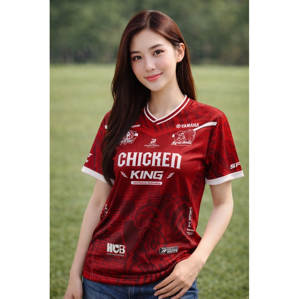 เสื้อกีฬา ไก่ชน   แขนสั้น คอวี พิมพ์ลายทั้งตัว   ผลิตจากผ้าไมโครสปอร์ต ชนิดพิเศษ ใส่ได้ทั้งชายและหญิง ขายดี