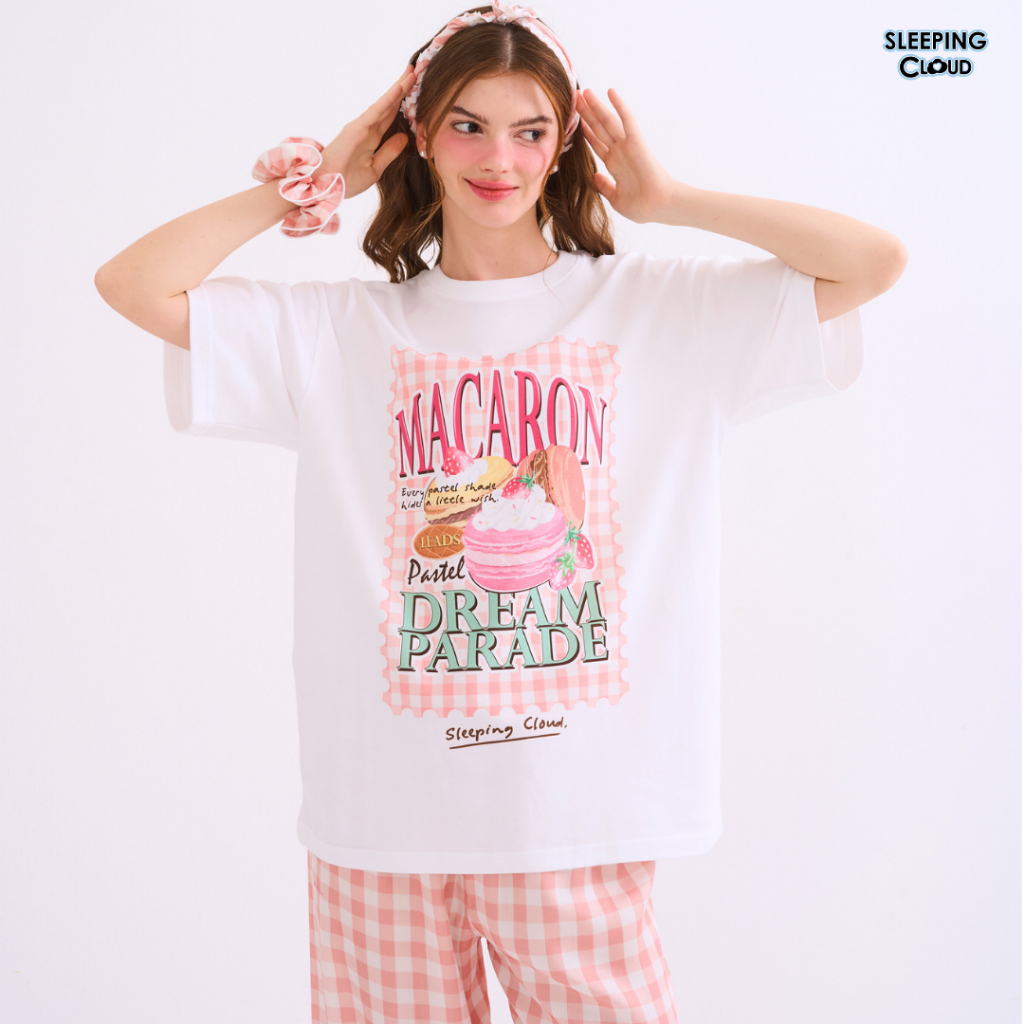 ชุดนอน SLEEPING CLOUD |   7 DAYS T-SHIRT + 100% LYOCELL Pants : เสื้อยืด + กางเกง Macaron