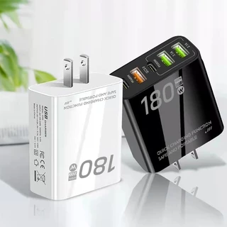 Fast Charger Adapter180W หัวชาร์จเร็ว 3USB+2PD ชาร์จเร็ว Pd65w อะแดปเตอร์ชาร์จเร็ว 5 พอร์ต USB Type C ใช้ได้กับทุกรุ่น