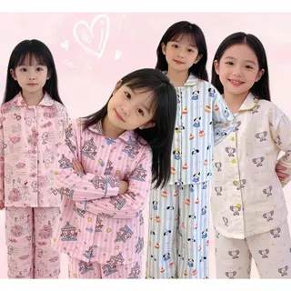 BB186 ชุดนอนเด็กผู้หญิง ผ้านุ่ม ลายการ์ตูน หวาน สไตล์เกาหลี ใส่สบาย