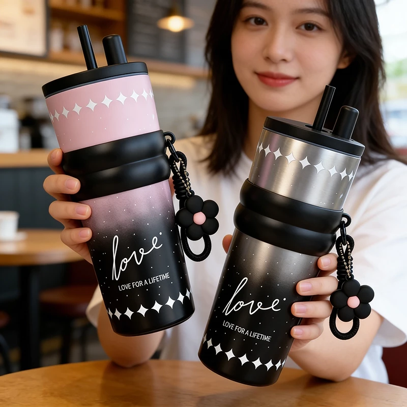 แก้วน้ำสแตนเลส316 แก้วเก็บความเย็น  เคลือบเซรามิก 710ml กระติกน้ำร้อน แก้วขนาดใหญ่-271 thumbnail 3