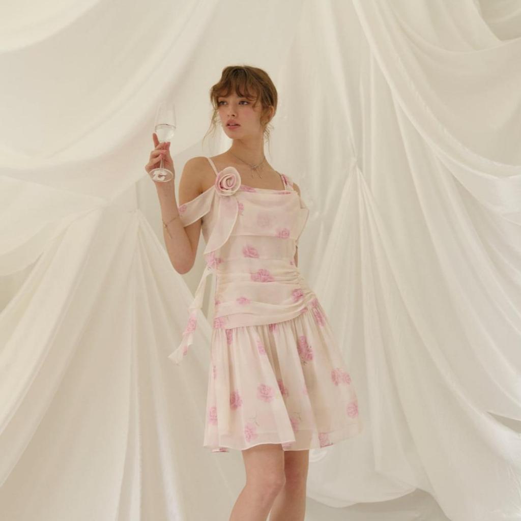 La Mignonne (XS-4XL) Ezekiel Finn Dress เดรสออกงานสีครีมสวยละมุน แขนสายเดี่ยว งานซิบหลัง