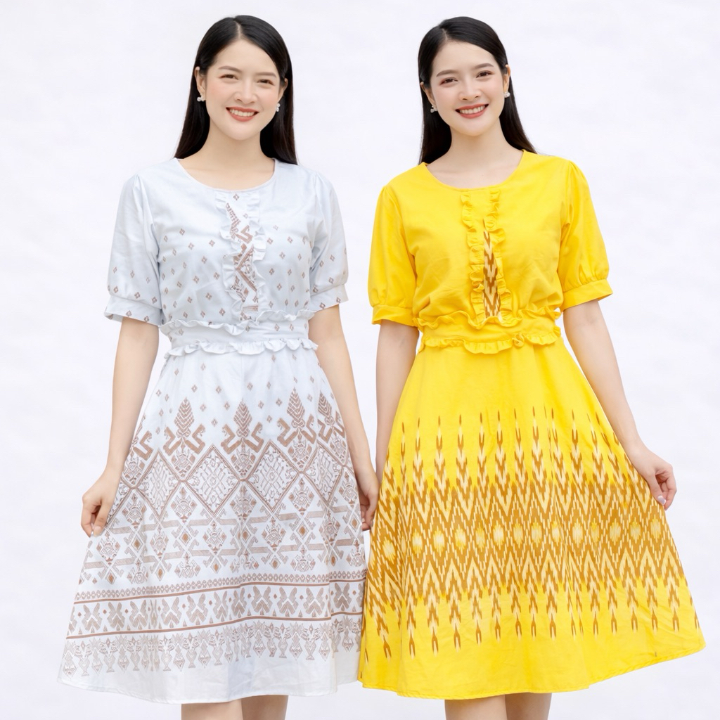 ชุดเดรส Dress ชุดทำงานผู้หญิง เสื้อผ้าผู้หญิง ชุดผ้าไทย ผ้าไทย เสื้อผ้าไทย ชุดทำงานผ้าไทย