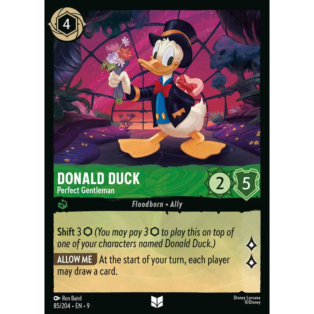 85/204 EN9 Donald Duck - Perfect Gentleman Emerald U Character Disney Lorcana Set 9