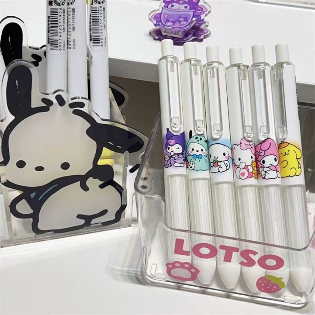 L289 แพคปากกาดำซานริโอ้ 0.5 mm 6 แท่ง เขียนลื่นติดชัด พร้อมส่งจากไทย - รูปที่ 2