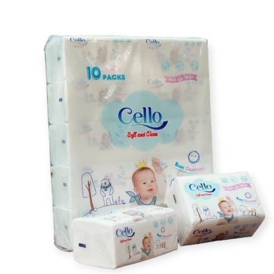 Cello baby กระดาษทิชชู่ หนา 2 ชั้น ขนาด 10 ห่อ 320 แผ่น